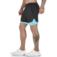 Men Running Shorts Summer Sportswear Double-deck Short Pant 2 In 1 Training Workout Clothing Male Gym Fitness Sport Shorts Men