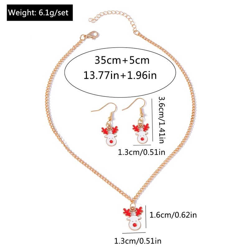 Mode Frohe Weihnachten Baum Schneemann Hirsch Baum Halskette Ohrringe Schmuck-Set für Frauen Mädchen Neujahr Festival Schmuck Geschenke – Detail 31