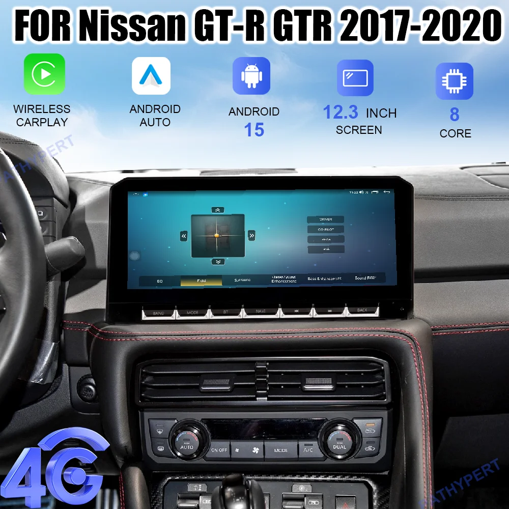 

For Nissan GT-R GTR 2017-2020 Android 15 Car Multimedia Player Radio Auto Bluetooth Wirreless Carplay GPS Stereo Head Unit 4G FM