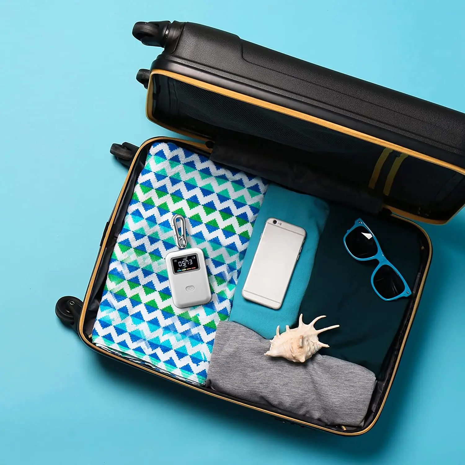 FULL-Mobile CO2 Monitor NDIR Sensor Carbon Dioxide Detector Indoor CO2 Testing Manager NDIR Sensor With Hook