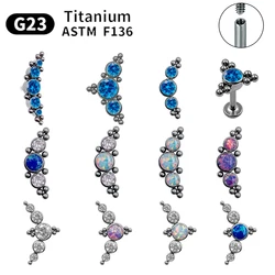 Pendientes de titanio G23 para mujer, Piercing de labio Labret, joyería corporal, 16G, piedra CZ, Tragus en espiral, cartílago, ASTM F136