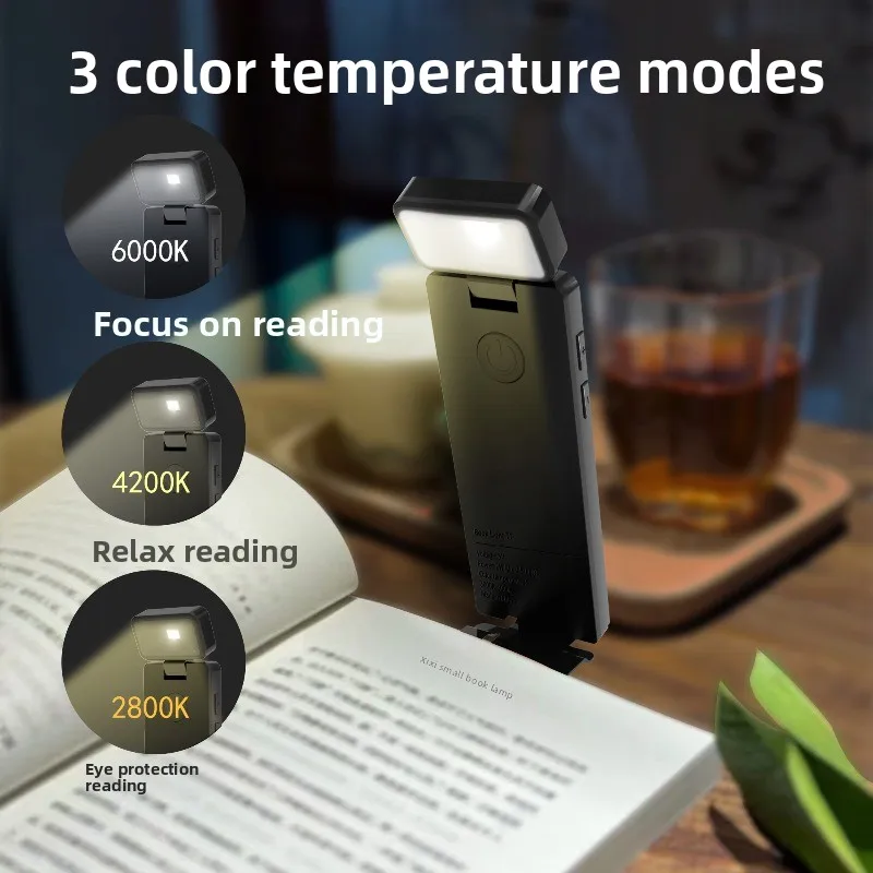 Reading Lamp USB Rechargeable Clip-On Reading Light Eye-Care LED Bookmark Lamp Mini Portable Night Light Dorm Bedroom Bedside