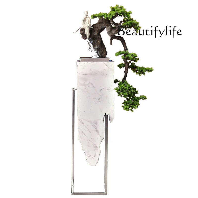 

New Chinese light luxury welcome pine rockery landscape flowing water floor circulating water fountain living room lucky office