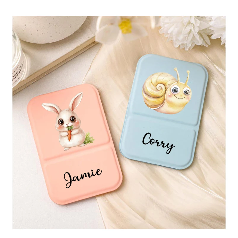 Personalized customization portable folding mirror makeup mirror desktop can stand upright cute animal pattern personalized gift