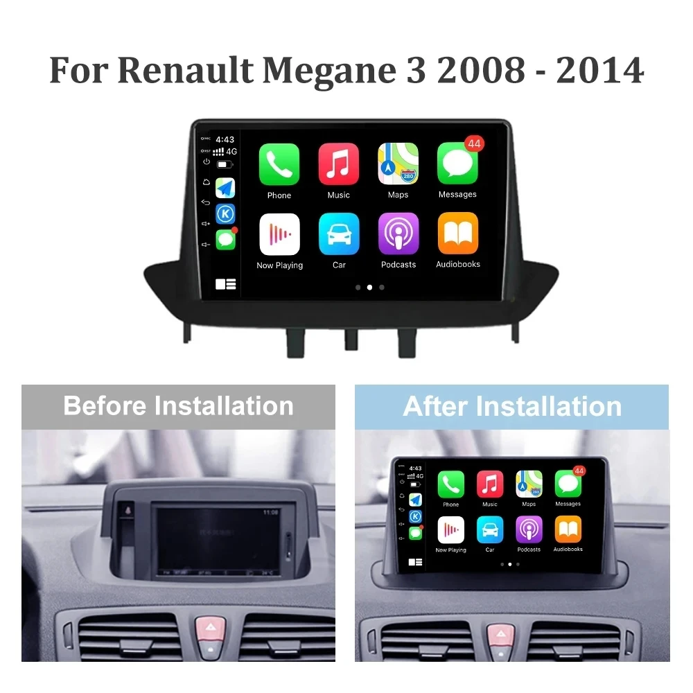 Android 14 for Renault Megane 3 Fluence 2008-2014 Car Radio Multimedia Video Player Navigation Stereo DVD Carplay Head Unit WIFI