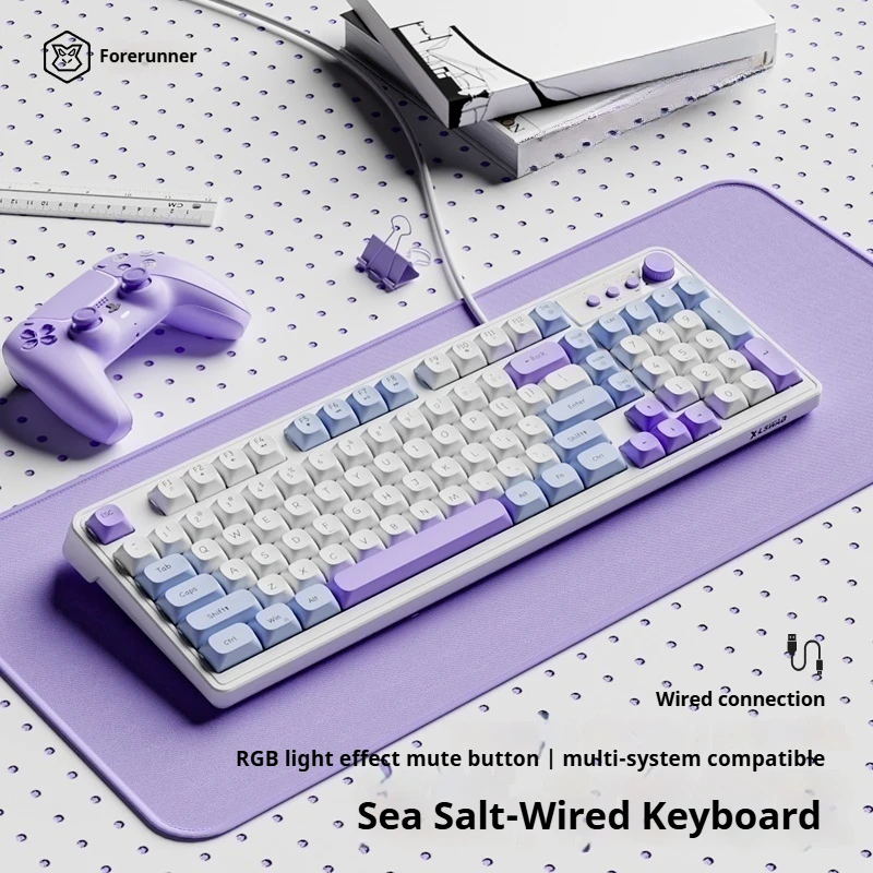 EWEADN Wired Silent Gaming Keyboard, Rainbow Backlight, Quiet Keys, Anti-Ghosting, Ergonomic, USB for Office & Gaming PC/Laptop