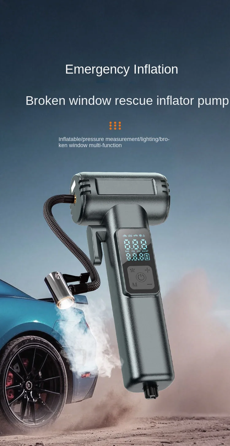 Portable Multifunctional Digital ABS Automobile Air Pump Outdoor Tire Inflator Emergency Window Breaker Cutter Tire Box