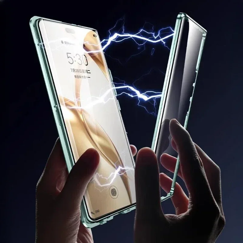 حافظة معدنية مغناطيسية لـ Honor our Pro ، ° ، مزدوجة الوجهين ، حماية من الزجاج ، غطاء واقي لعدسة الكاميرا