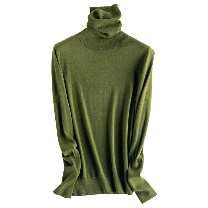 turtleneck sweater women fashion wool sweaters womens clothes green top basic pullover for autumn elegant pullovers ladies tops