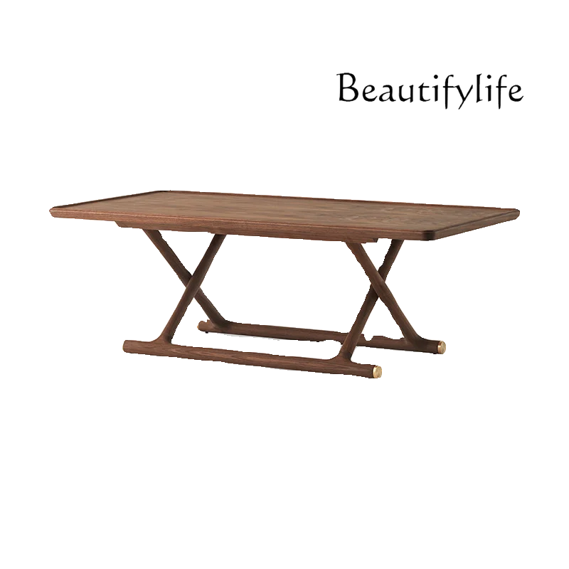 North America Black Walnut Simple Folding Coffee Table Low Table Tea Table Log Living Room Designer Model