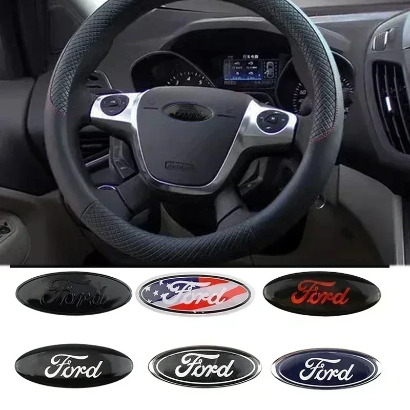 Cubierta Adhesiva para Emblema de Volante de Coche para Ford Focus, Kuga, Fiesta, Edge, Explorer, Escape, Ecosport, Mondeo, Fusion, Ranger, Roush