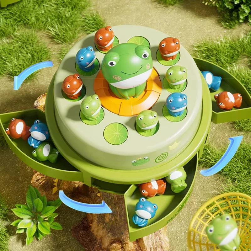 Kids Montessori Toys Frog Bounce Catch Games Frog Pop Up Board Game to Develop Children Reaction Ability Birthday Christmas Gift