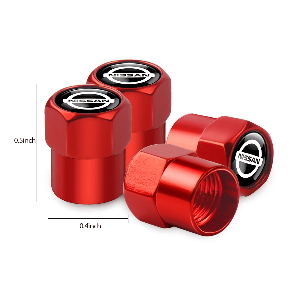 4pcs Metal Car Wheel Tire Valve Caps Stem Case for Nissan X trail GTR Qashqai Ariya Xterra Patrol Sunny Note Leaf Nismo Tiida