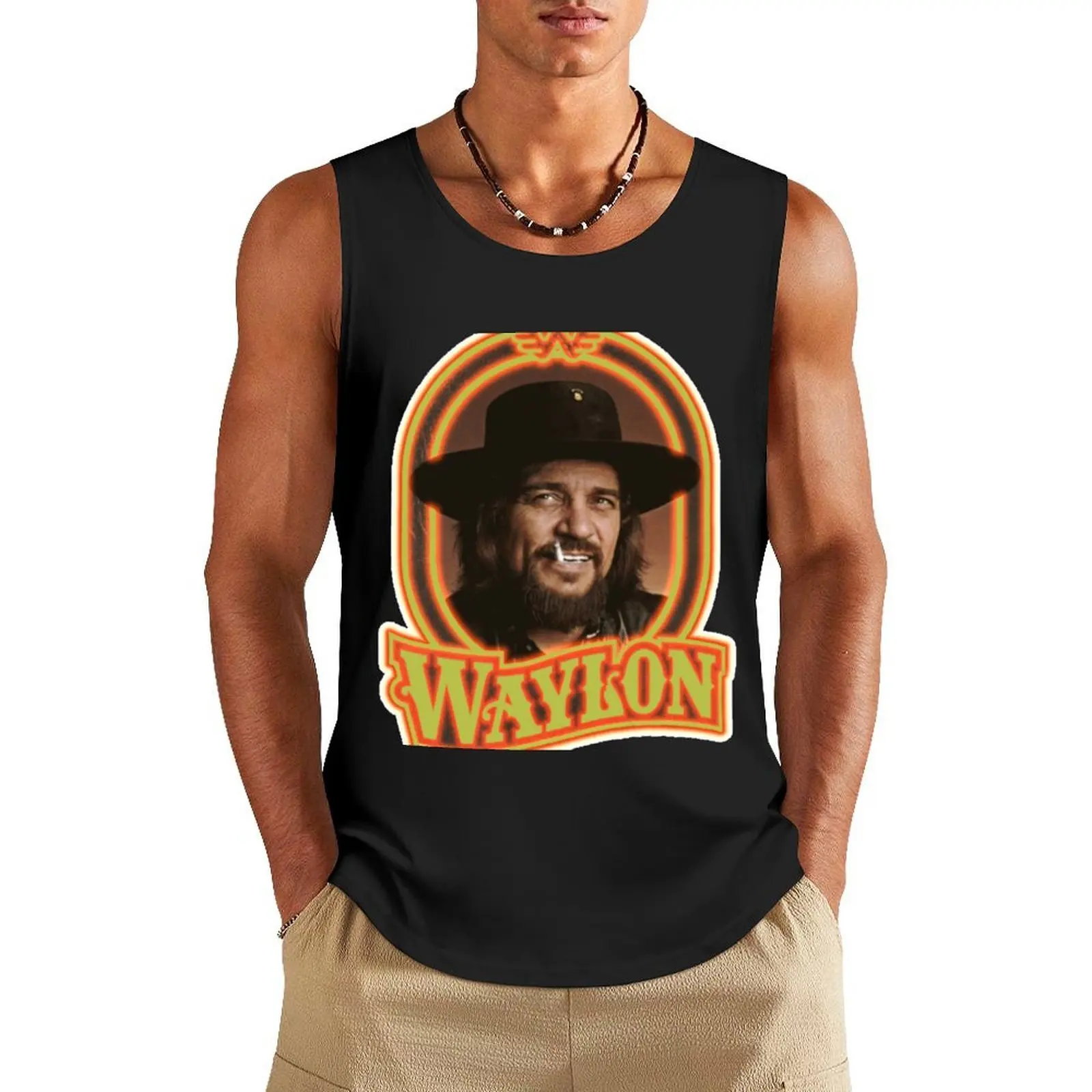 

Waylon Jennings Smoking T-Shirt Tank Top sports t-shirts for men sleeveless gym shirts male Muscle fit vest men