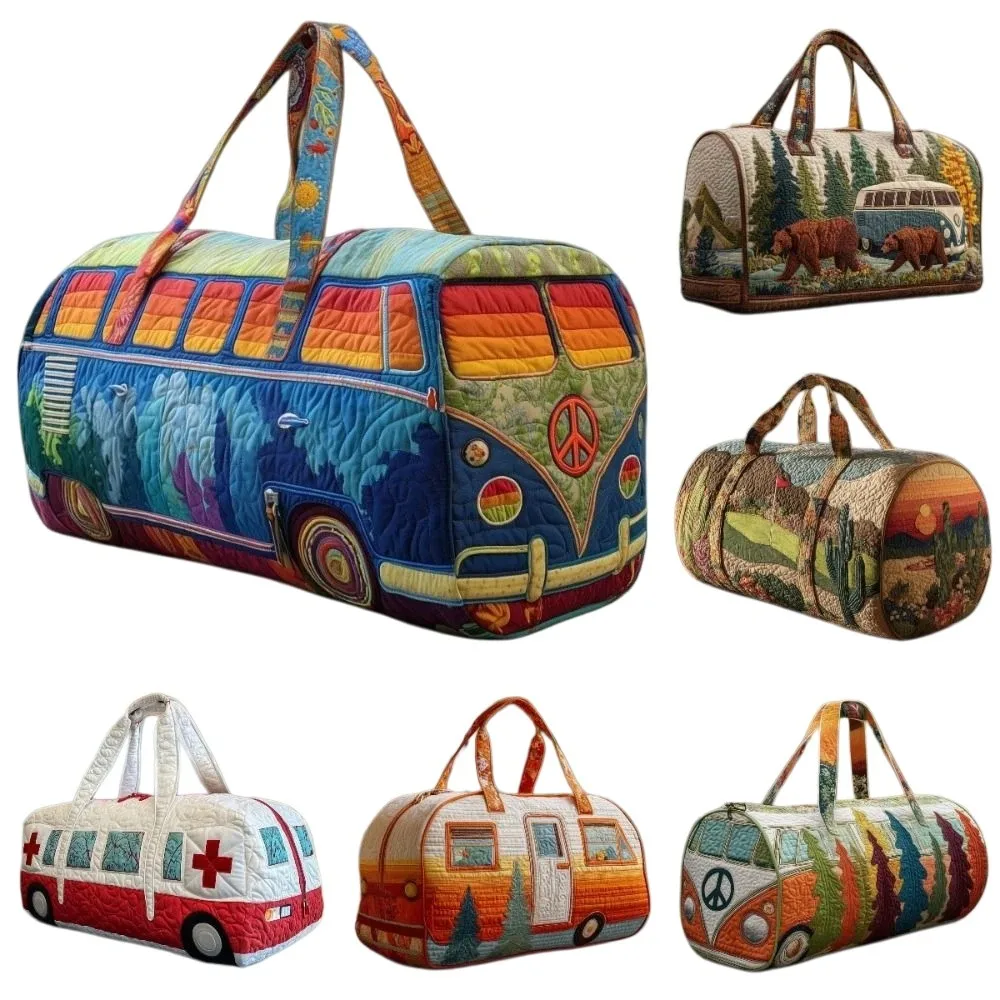 

Adjustable Strap Quilted Duffle Bag 3D Quilting Craft Large Capacity Travel Duffel Bag Tote Bags Sports Gym Bag Camping Hiking