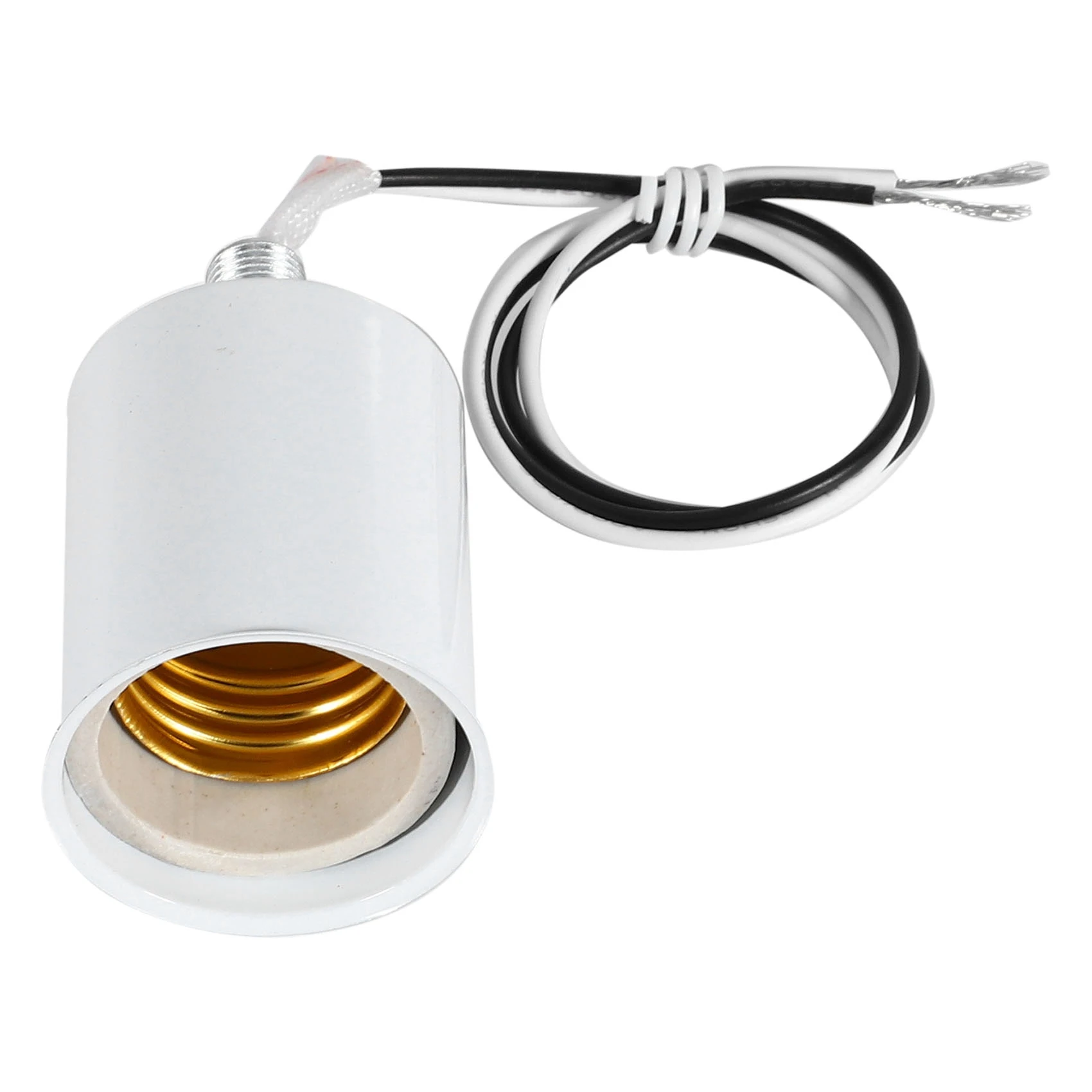 E27 Ceramic Screw Base Round LED Light Bulb Lamp Socket Holder Adapter metal Lamp Holder With Wire White