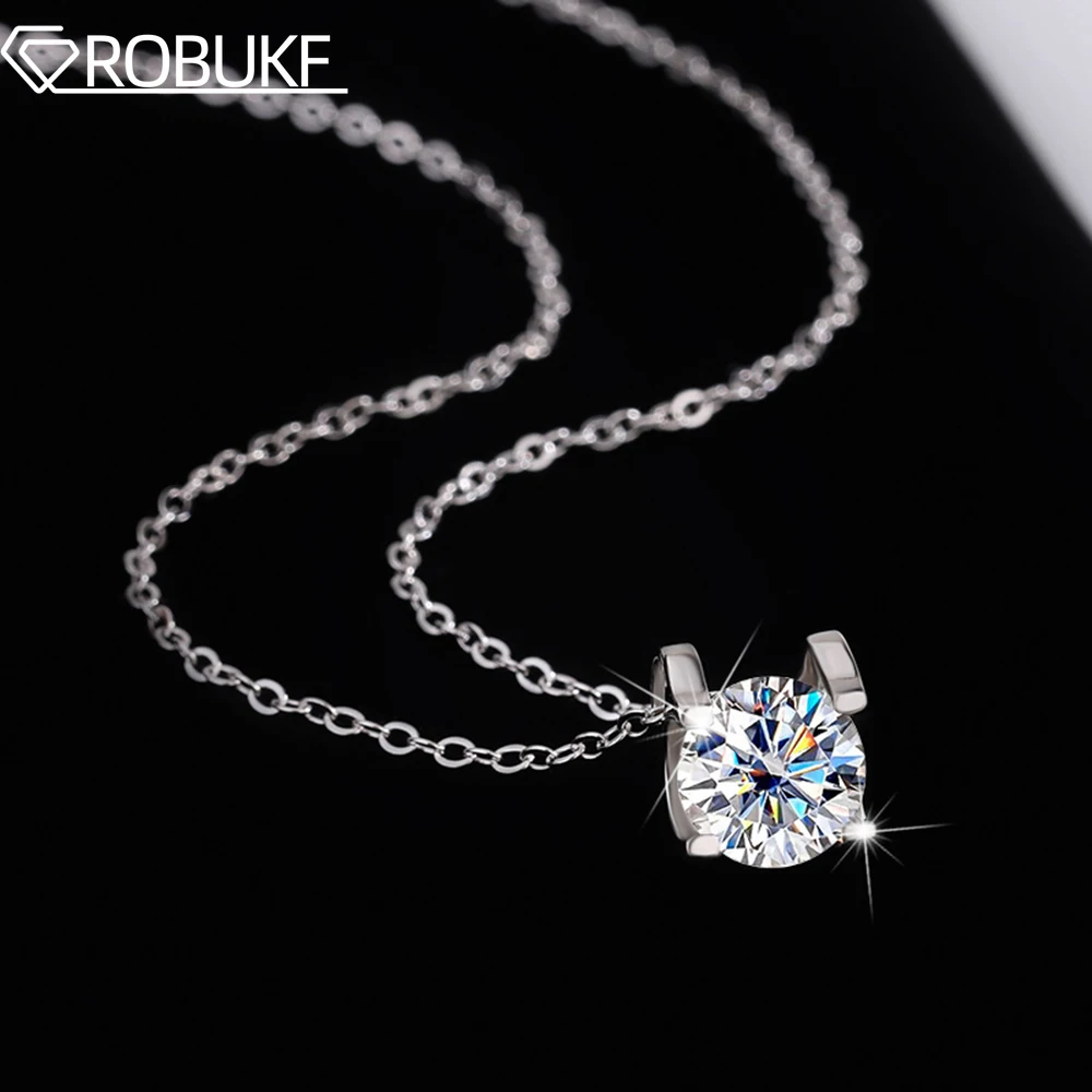 

1/2Carat Moissanite Necklace for Women D Color Sparkling Lab Diamond S925 Silver Bull's Head Setting Pendant Neck Chain With GRA