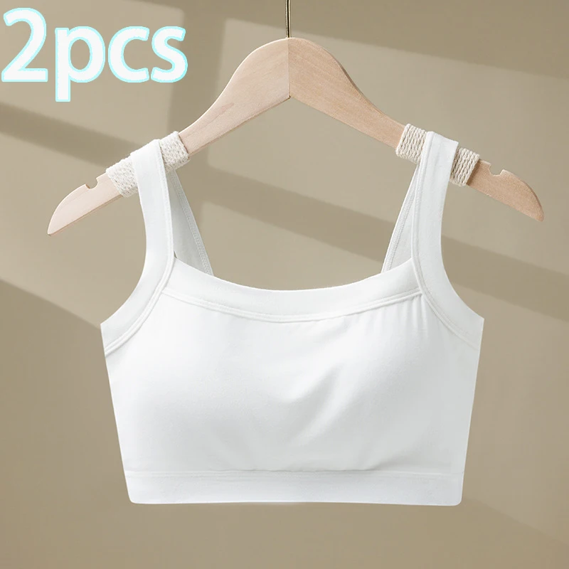 2pcs Solid Bra Sexy Seamless Bonding Vest Lingerie Versatile Camisole Sprot Gym Yoga Comfy Vest Bralette For Ladies Women Girl