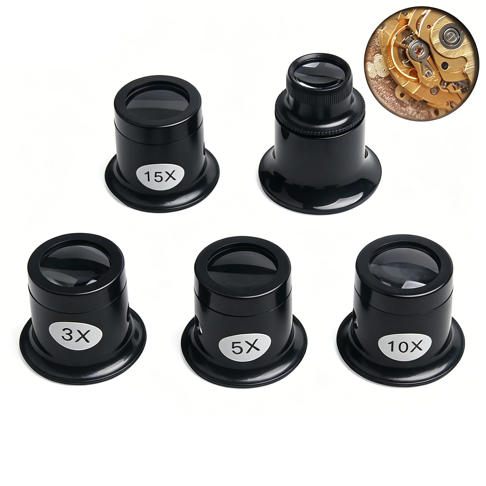 Juwelier-Lupe, Monokular-Vergrößerungsglas 3X 5X 10X 15X 20X, Uhrenlupe, Vergrößerungsglas für Uhrmacher und Uhrenreparatur – Detail 2