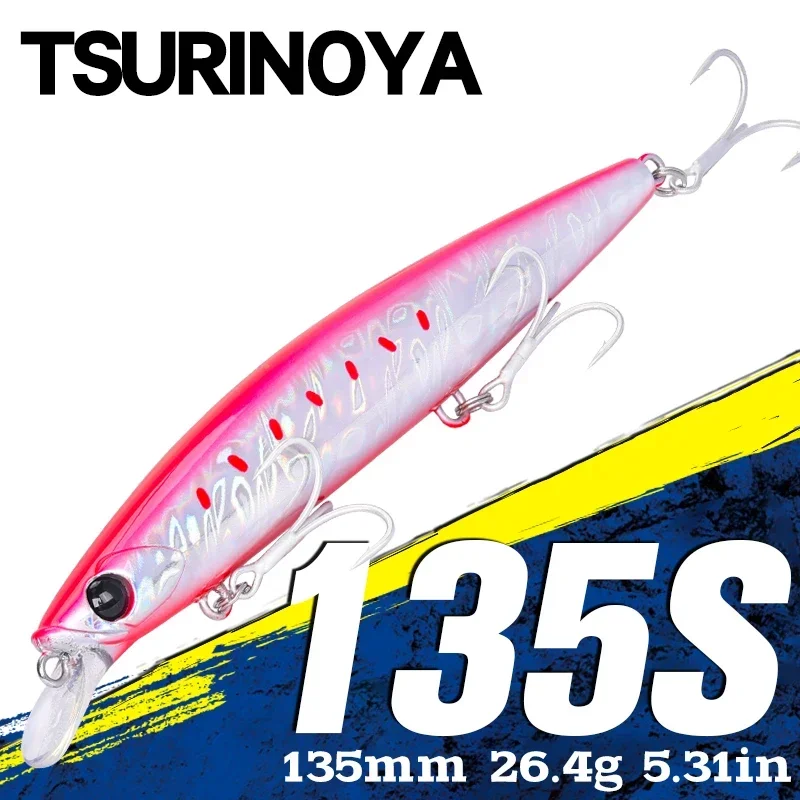 TSURINOYA 135S Long Casting Sinking Minnow 135mm 26.4g BAYONET Fishing Saltwater Lures Seabass Pike Hard Baits Tungsten Movement