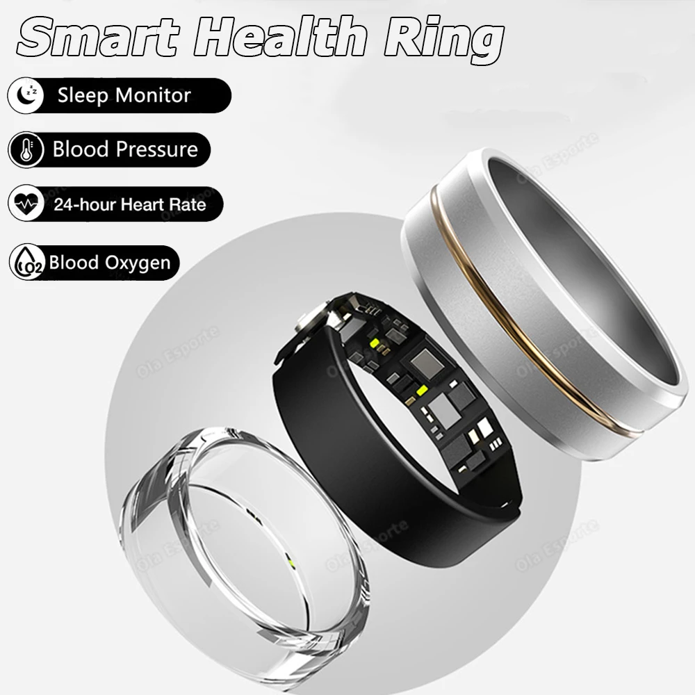 2025 New Ceramic Smart Ring Blood Oxygen&Pressure Sleep Monitoring Sports Tracking Remote Care IP68 Waterproof Men Women Rings