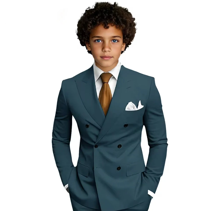 بدلات للأولاد مكونة من 3 قطع بدلة رسمية مزدوجة الصدر للأولاد بدلة سهرة بقصة ضيقة لحفلات الزفاف والحفلات الراقصة