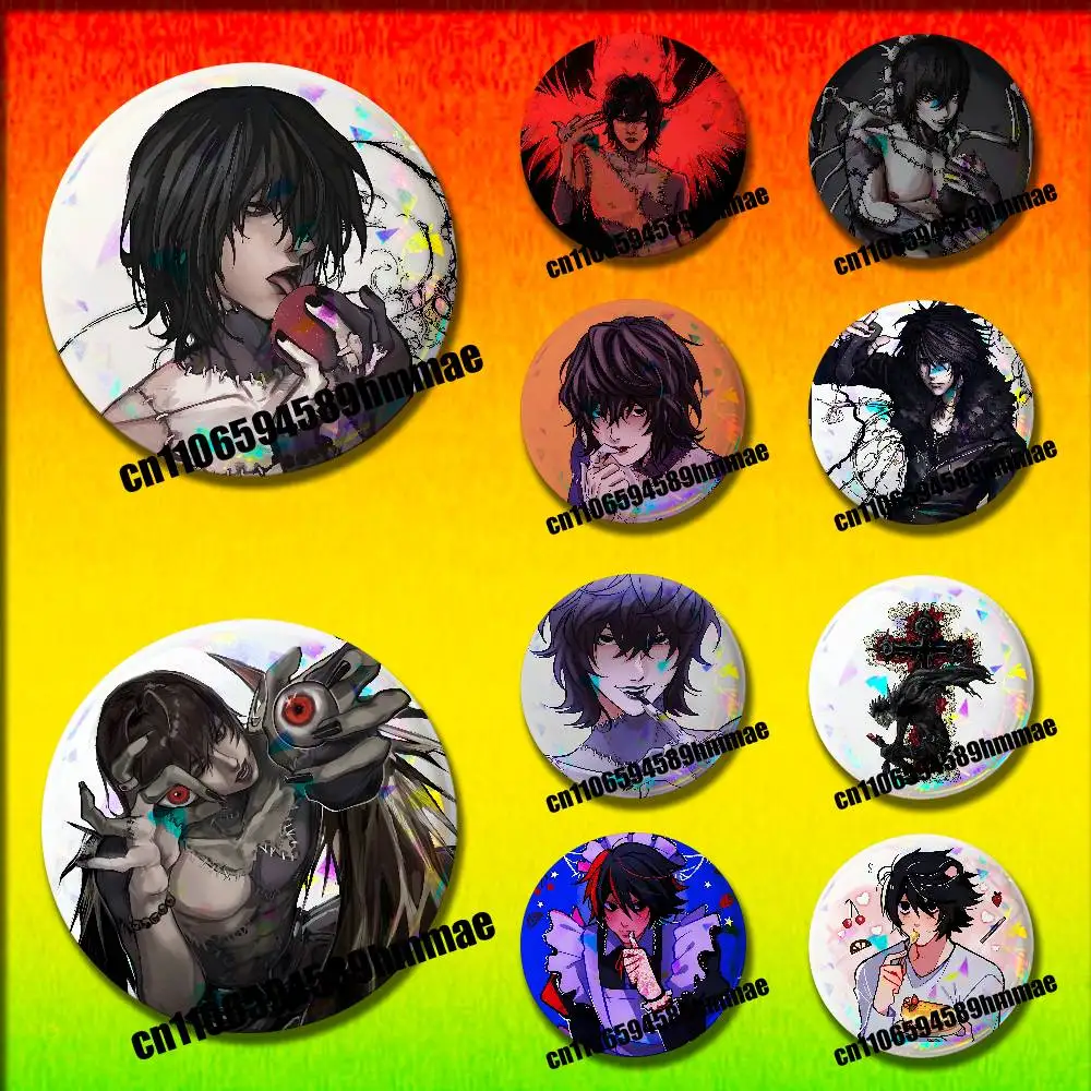 

For D-Death Note Ryuk Emblem Round Pins Insignia Badge Cover Ornament 75mm Cosplay Brooch Button