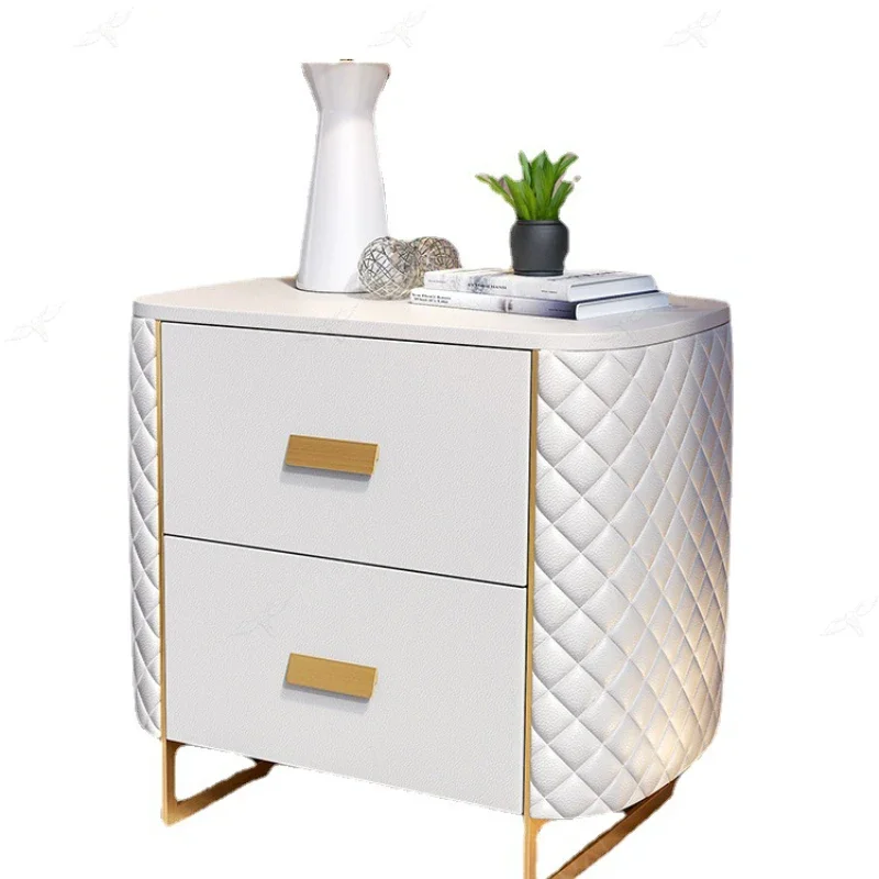 Bedroom Metal Luxury Nightstand Modern Organizer Small Night Stand French White Gold Bedside Table