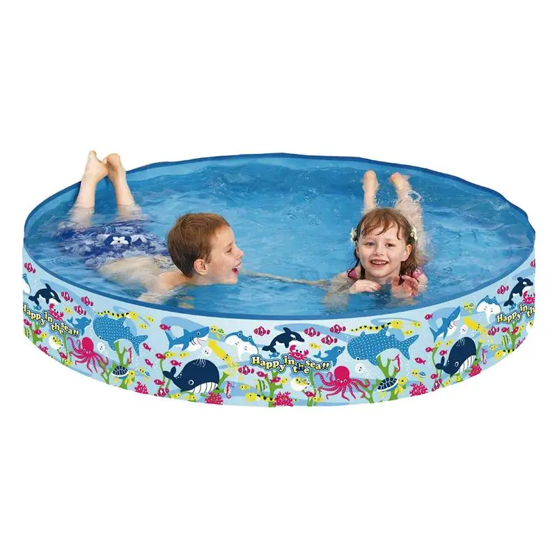 Round Inflatable Swimming Pool Blue Color Reusable Portable Bathtub Indoor Outdoor Summer Pump Pool Bathing Tub for Kids