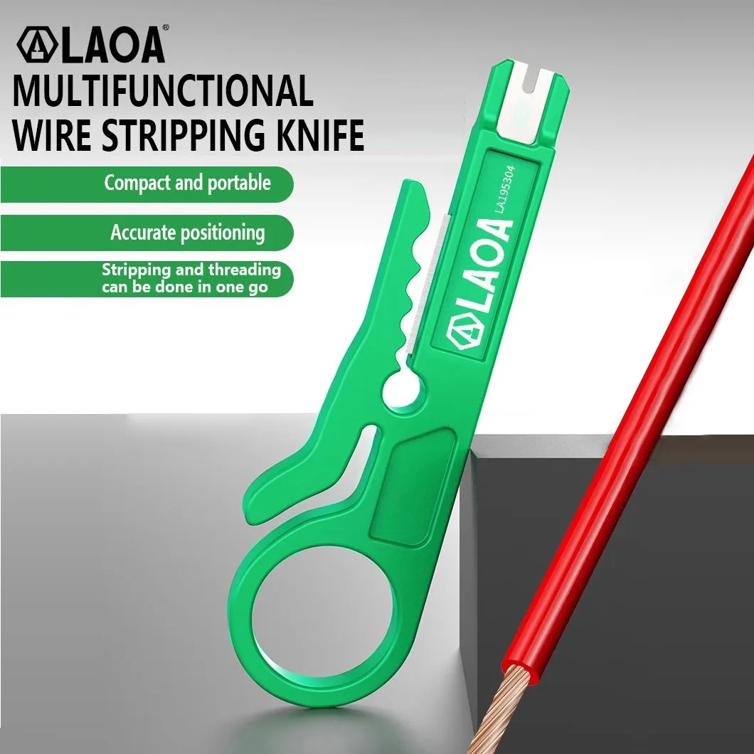 LAOA Multi Functional Small Green Knife Wire Stripping Tool Mini Network Stripper Phone Line Network Line Card Wire Knife