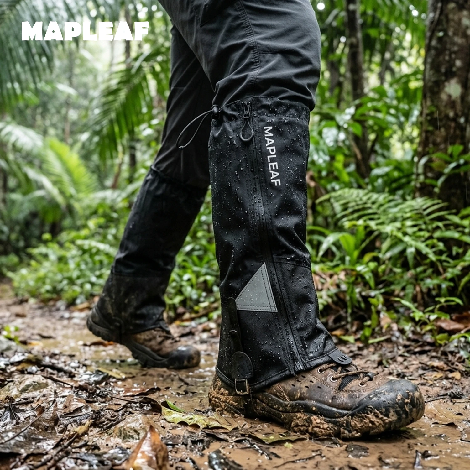 MAPLEAF Gamaschen Trekking 600D Oxford PU wasserdicht leicht atmungsaktiv Schnee Outdoor Wandern Jagd Angeln Camping Bergsteigen Regen verstellbar TPU Schnalle reflektierend für Wanderschuhe Wüste