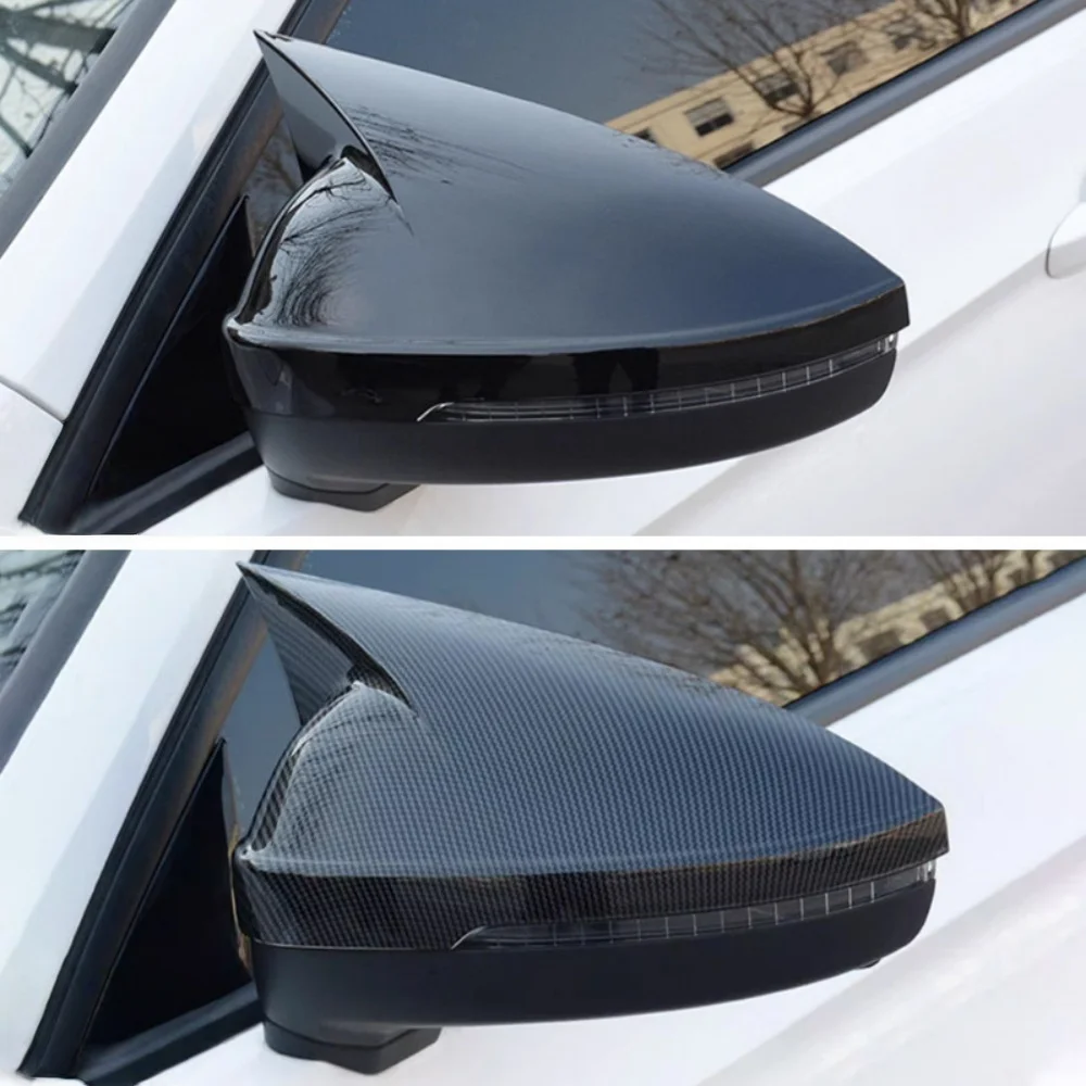 

Car Upgrade Carbon Fiber Glossy Black Door Mirror Cover For Volkswagen Lamando 2019 2020 2021 Car Rearview Accessories Styling