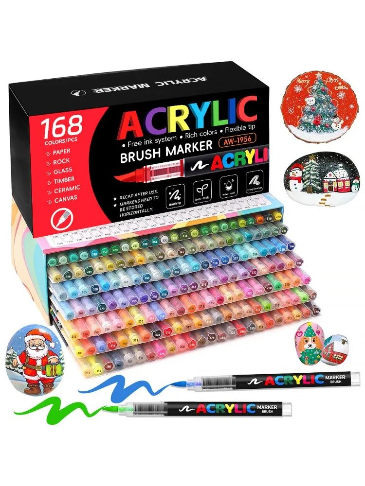12-168 kleuren directe vloeibare markeerstift set, DIY hand getrokken, graffiti verf kunst acrylverf pennen, perfect voor kunstenaar/student - afbeelding 2