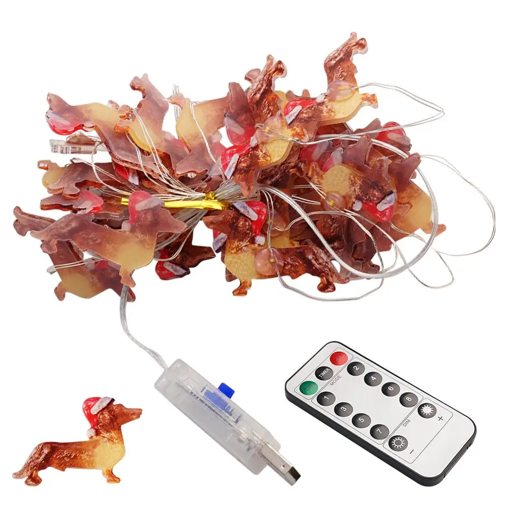 Bassotto String Lights decorazione natalizia Puppy LED luci scintillanti 30 luci USB a batteria con telecomando