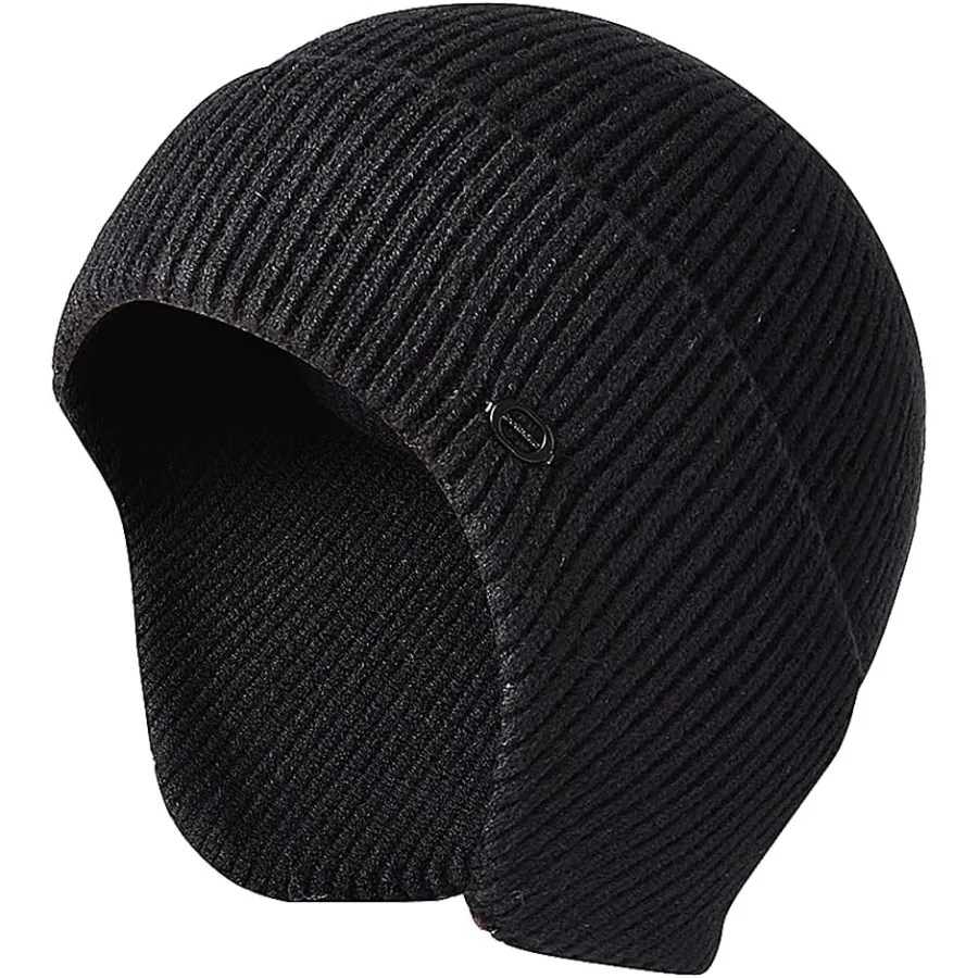 

Winter Beanie Hats for Men Outdoor Stretchy Knit Ski Caps with Earflap Windproof