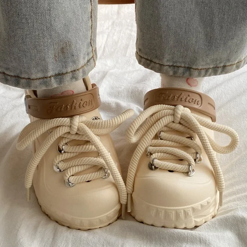 รองเท้าแตะสตรี 2025 รองเท้าผู้หญิงใหม่ด้านหน้า LACE-up แฟชั่นปิดนิ้วเท้า PLUS ขนาดชายหาดผู้ขายที่ดีที่สุดแพลตฟอร์มรองเท้าแตะ zapatos