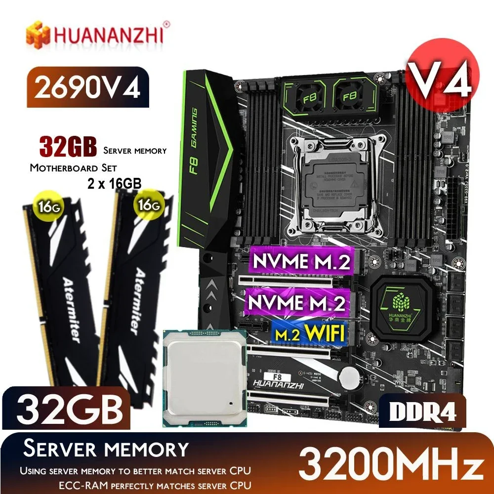 HUANANZHI X99 F8 X99 Motherboard With XEON E5 2690 v4 32GB = 2 X