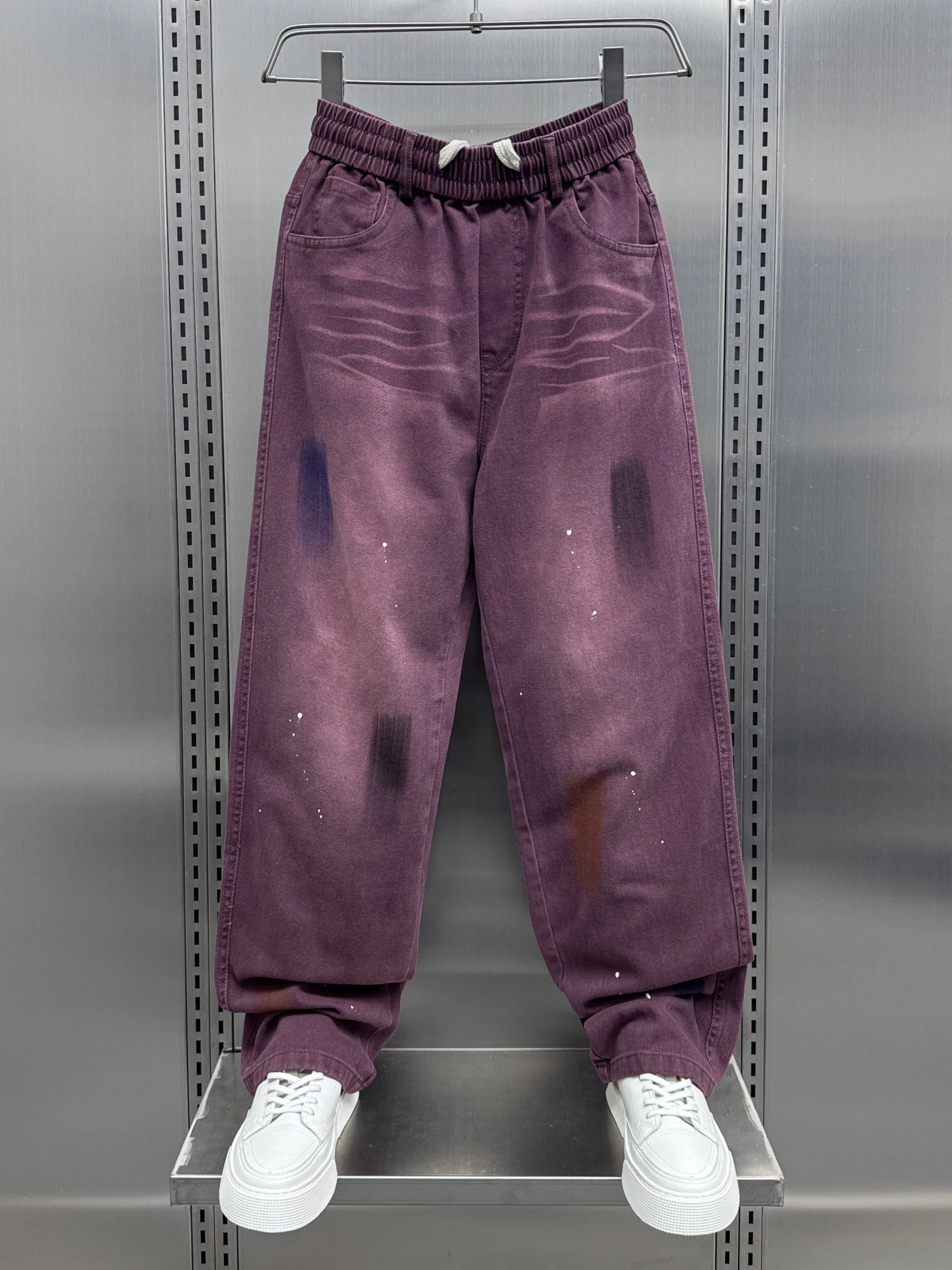 

Мужские повседневные джинсы свободного прямого кроя с широкими штанинами, американский стиль, осенняя коллекция, корейская версия, модные, трендовые