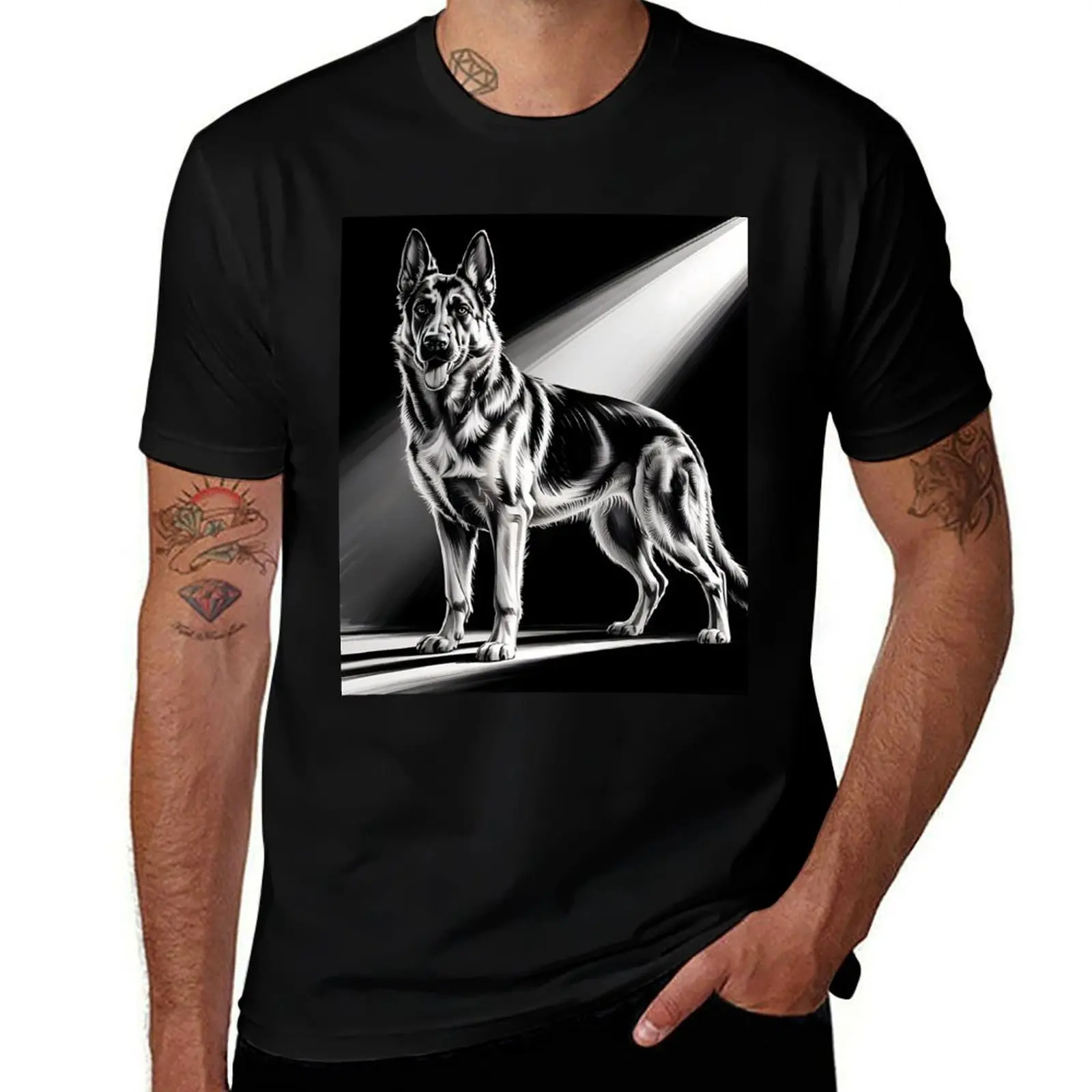 

Drawing with a wolf dog T-Shirt new gifts and t-shirts animal prinfor boys Luxury man quick-drying mens graphic t-shirts hip hop