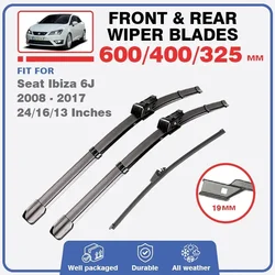 For Seat Ibiza 6J 2008 - 2017 3pcs Front Rear Wiper Blade 24