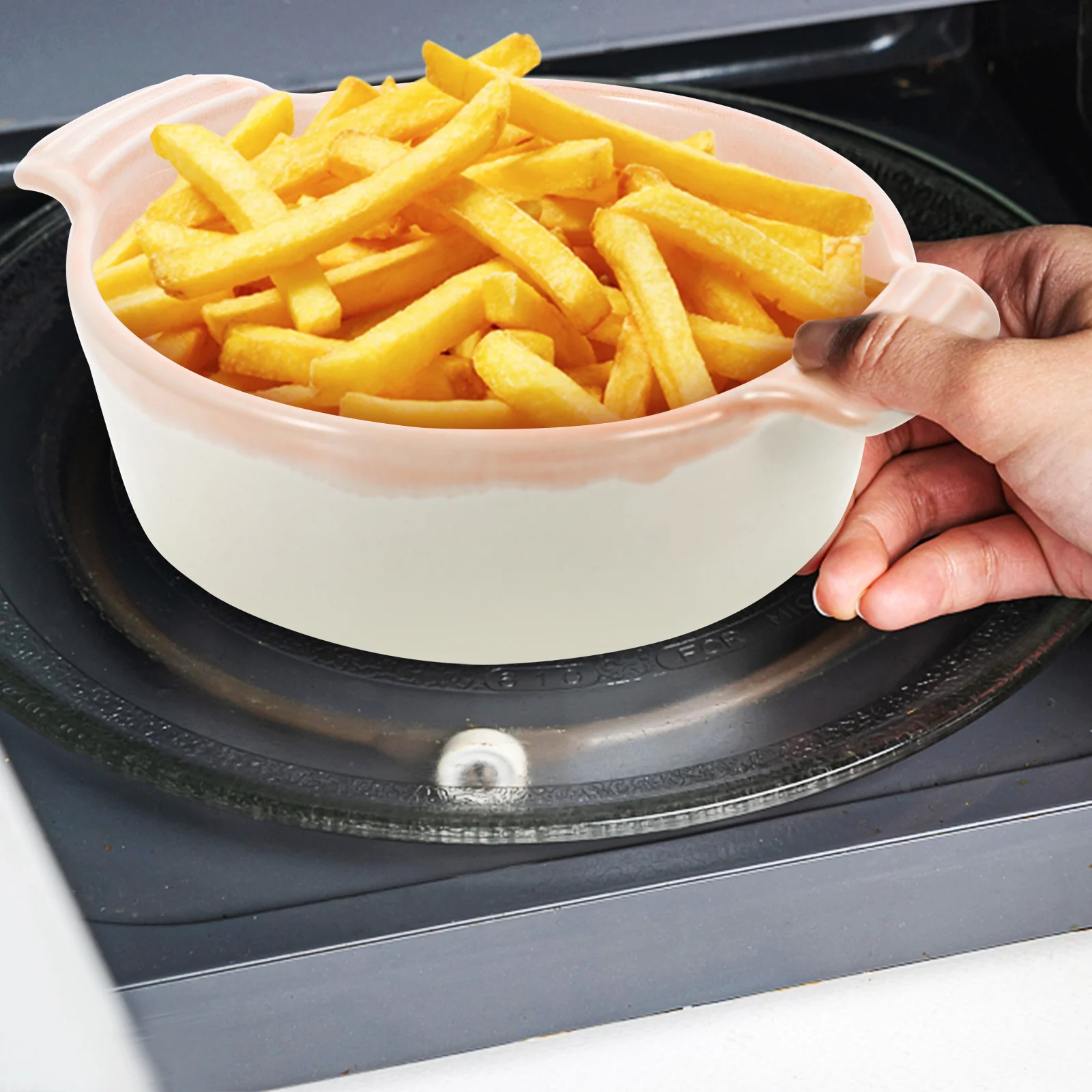 

Double Handle Ceramic Bakeware Oven Roasting Plate Easy Clean Baking Dish Salad Fruit Storage Bowl Microwave Safe