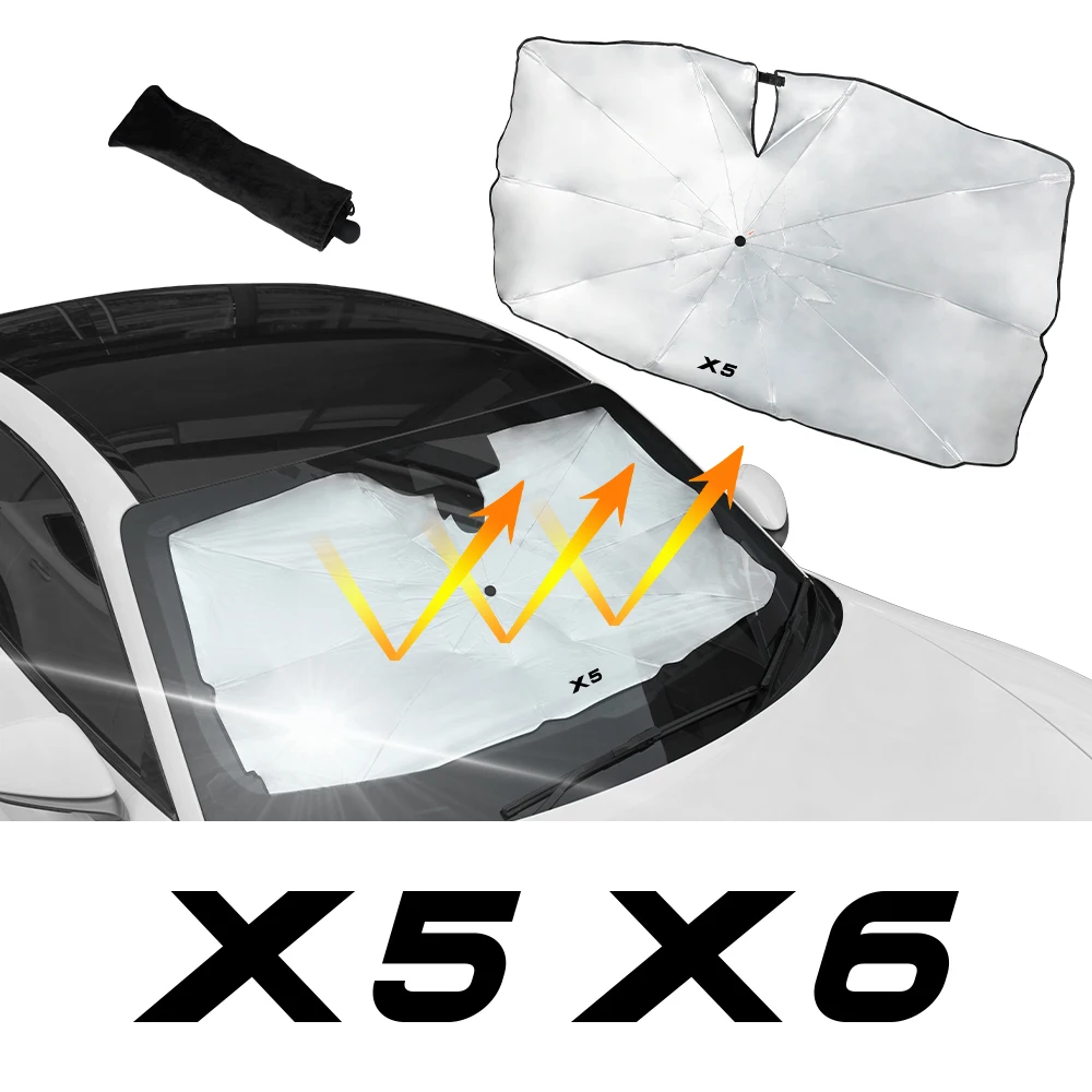 Pára-brisas do carro Sun Shade Umbrella, Sombrinha Dobrável, Tampa da Janela Frontal, Auto Acessórios Interiores, BMW X5, X6, G05, G06, F15, F16