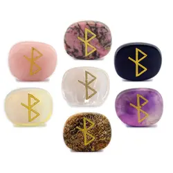 VGDS Natural Crystal Rose Quartz Nordic Religious Viking Therapy Rune Personalized Versatile Reiki Symbol Healing Stone Jewelry