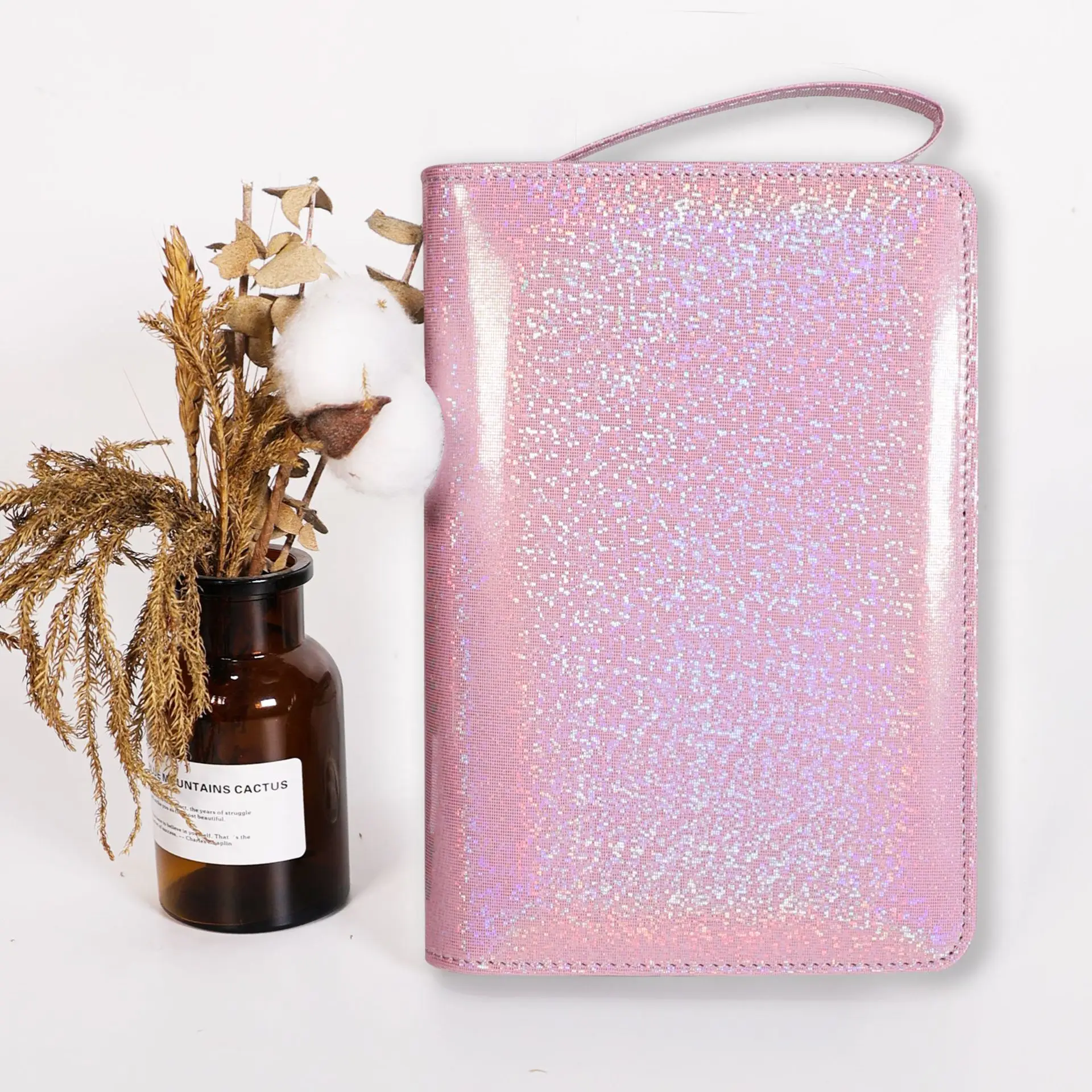 A6 Hand Zip Bag Glitter Loose Leaf Binder Notebook Inner Core Cover Note Book Planner Office Stationery Supplies