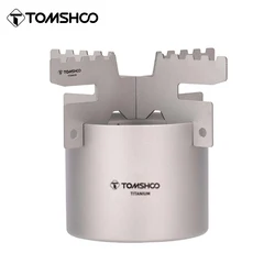 Tomshoo Mini Alcohol Stove Ultralight Titanium Alcohol Stove Furnace w/ Cross Stand Rack for Outdoor Camping Backpacking Hiking