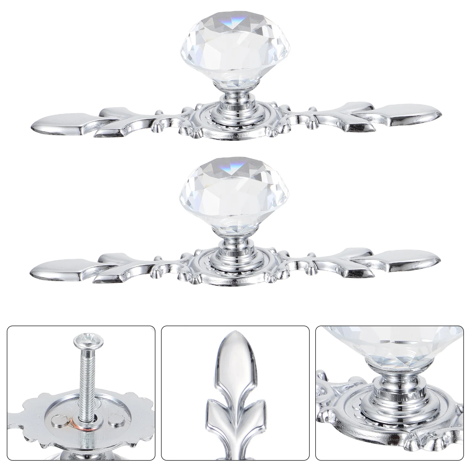 

4 Pcs Vintage Single Hole Crystal Handle Drawer Pulls Cabinet Door Handles 1180X300X300CM Zinc Alloy Cupboard Doorknob