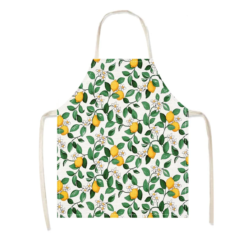 

Льняной фартук с принтом лимонных плодов, 1 шт., для кухни, летней выпечки и домашнего использования