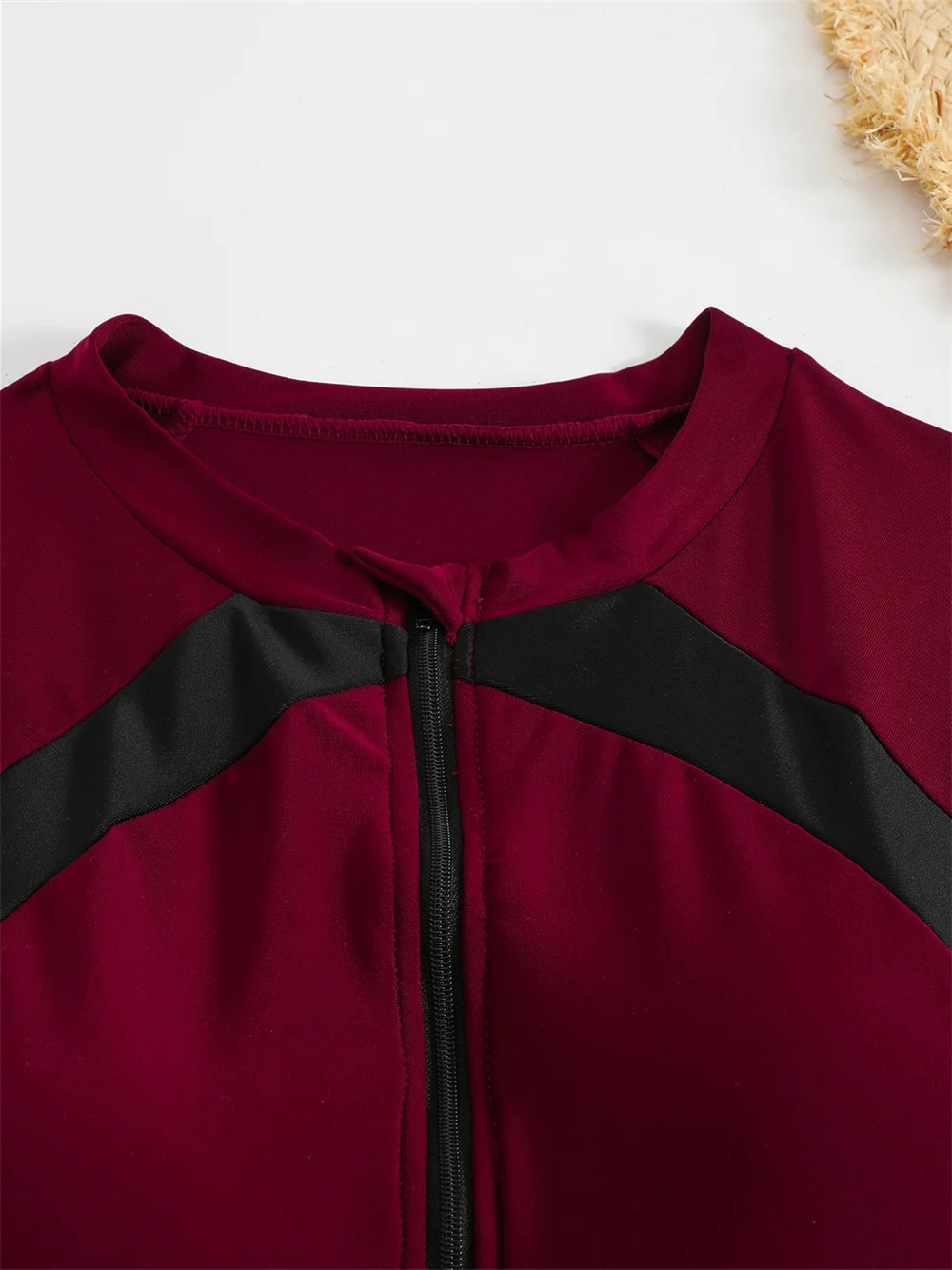 Costume da surf sexy Bikini con zip a blocchi di colore Costume da bagno a maniche lunghe Costumi da bagno attillati Costumi da bagno da donna Costumi da bagno Set bikini da bagno