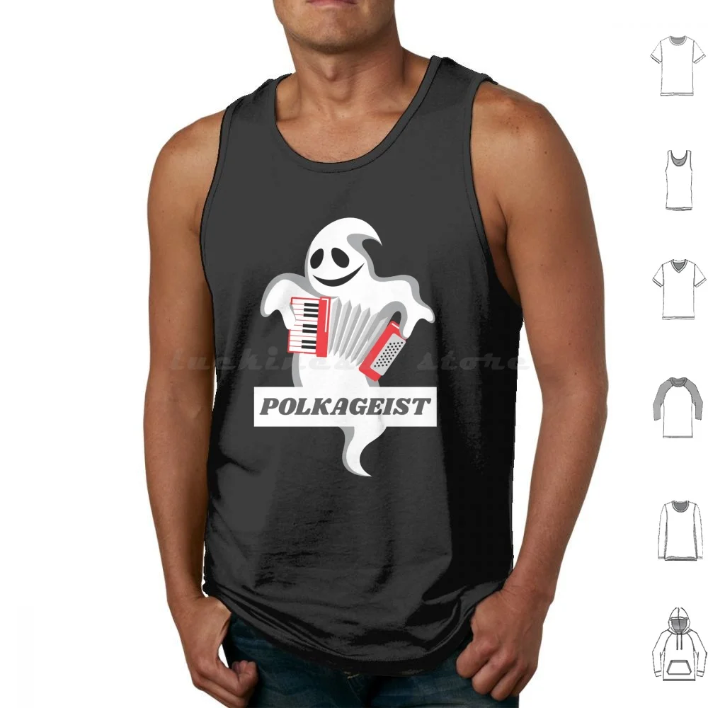 Polkageist The Polka Playing Ghost Tank Tops Print Cotton Polka Polka Music Accordion Music Instrument Musician Accordion