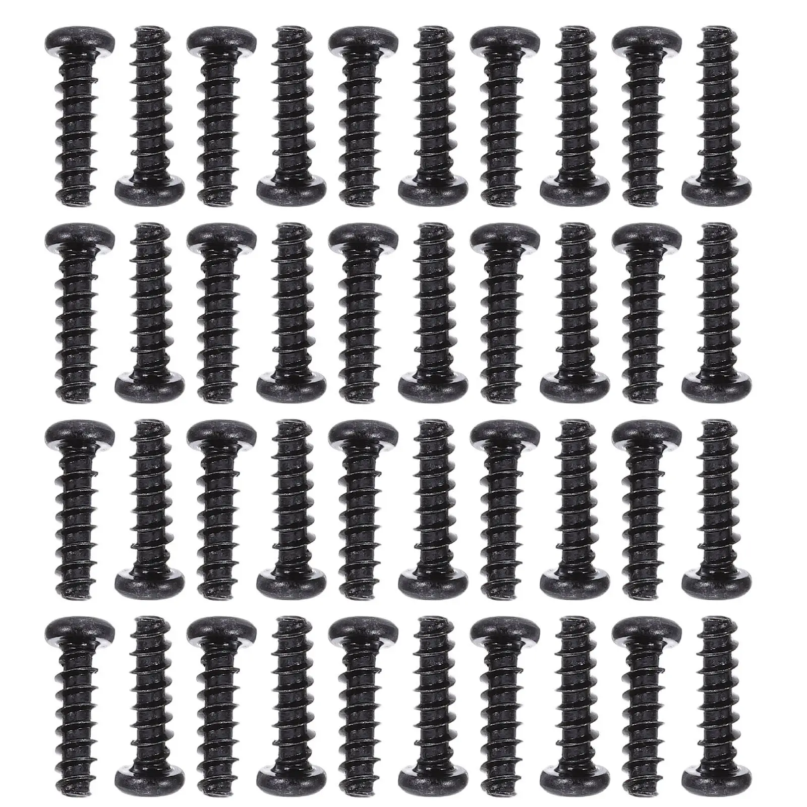 200Pcs Self-Tapping Screws Black Pan Head M4x14mm Cross Recessed Flat End Tapping Screws for Metal Wood Plastic Furniture